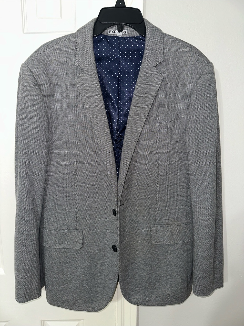 Express Gray Knit Sport Coat Blazer with Navy Lining Men’s 40R